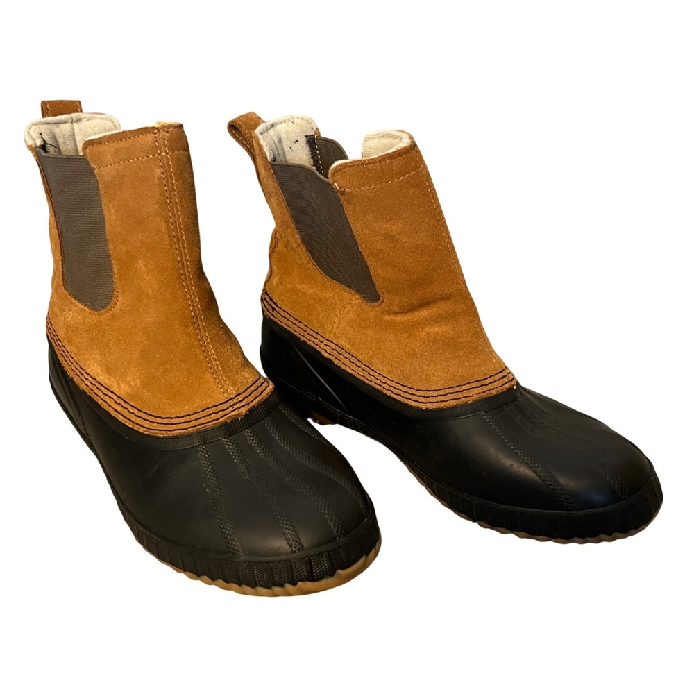 Sorel Womens Size 6 Pull On Waterproof Winter Mud Ankle Boots Rubber Suede Brown
